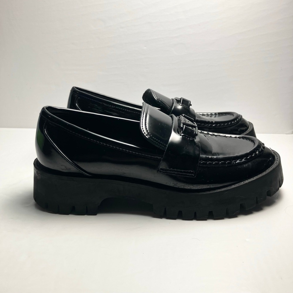Guess Black Patent Leather Platform Loafers Slip-On Shoes Women's Sz 8M